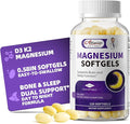 Magnesium Glycinate 400mg Softgels Small Easy to Swallow High Absorption Magnesium Supplement with Vitamin D3 &amp K2 for Sleep Relax Calm Muscle Bone* Health 120 Gelcaps