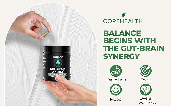 Gut-Brain Synergy Probiotic &amp Nootropic – 30Billion CFU Psychobiotic + Prebiotic with Ashwagandha L-Theanine &amp Zinc for Gut Health Mood Support Stress Relief Bloating Relief &amp Brain Fo