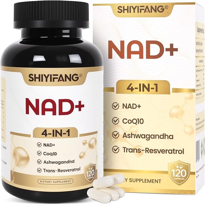 NAD+ Supplement with LipoNAD® 600mg Trans-Resveratrol 250mg Ashwagandha 200mg &amp CoQ10 50mg High Bioavailability Cellular Health &amp Anti-Aging Support for Men &amp Women