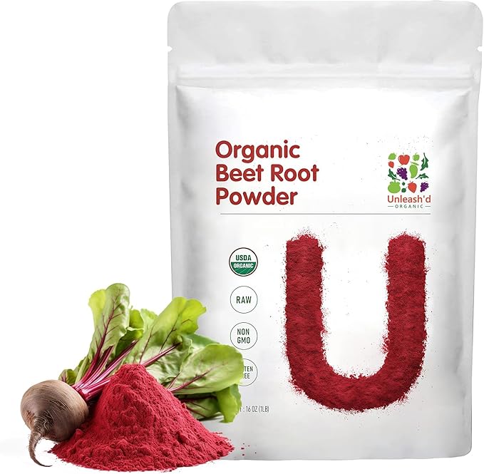 Unleash’d Organic Beet Root Powder 16oz – Raw Non-GMO Superfood Natural Nitric Oxide Booster for Energy Stamina &amp Circulation Support