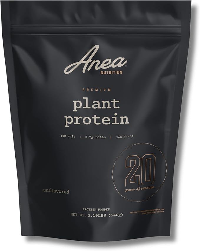 Anea Plant Protein - Unflavored | 20g Vegan Protein | Low Carb &lt1g | Complete Amino Acids | Dairy-Free Gluten-Free Cholesterol-Free | Neutral Flavor for Smoothies &amp Recipes | Made in GMP Faci