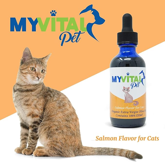 MyVitalC Combo 4Oz ESS60 Organic Extra Virgin Olive Oil &amp 2Oz MyVitalPet ESS60 Olive Olive for Cats &amp Pets Salmon Flavored