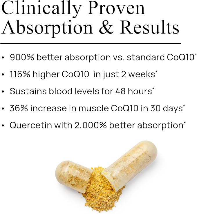 Durable CoQ10 – 300mg Coenzyme Q10 Phytosome with 9X Better Absorption + Quercetin – Heart Energy &amp Cellular Support – Doctor Formulated Vegan Non-GMO Made in USA Once-Daily (30 Capsules)