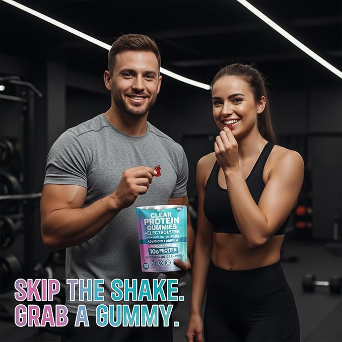 Zero Carb 100% Clear Whey Isolate Protein Gummies + Electrolyte | 300g Total Protein per Bag | Plant Based Ingredients with Vitamins for Men &amp Women Gluten Free Non-GMO | Watermelon |120 Count