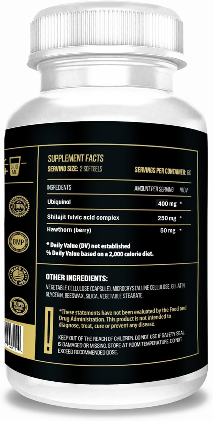 ACTIF Super Ubiquinol CoQ10 with Enhanced Mitochondrial Support Non-GMO Made in USA 200mg 120 Count