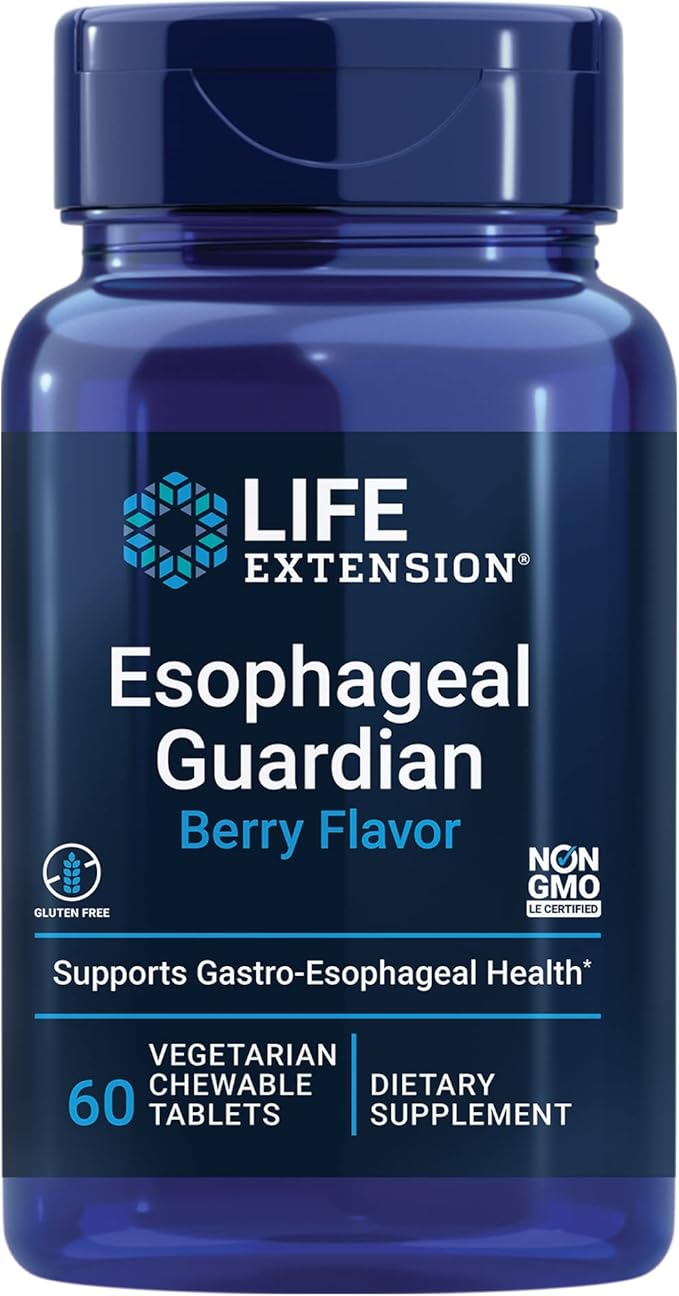 Life Extension Esophageal Guardian alginic Acid Potassium Bicarbonate get Long-Lasting Relief from gastric Distress Vegetarian Non-GMO Gluten-Free 60 Vegetarian chewable Tablets