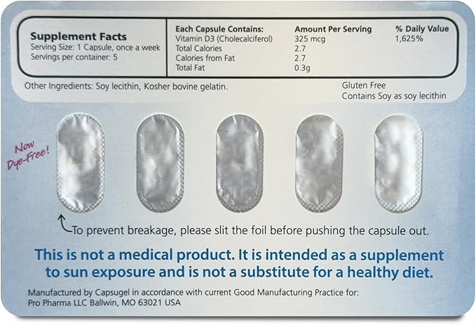 13000 IU Box 60 Capsules Total (12 Cards/Box x 5 Capsules per Card) 60-Weeks Supply