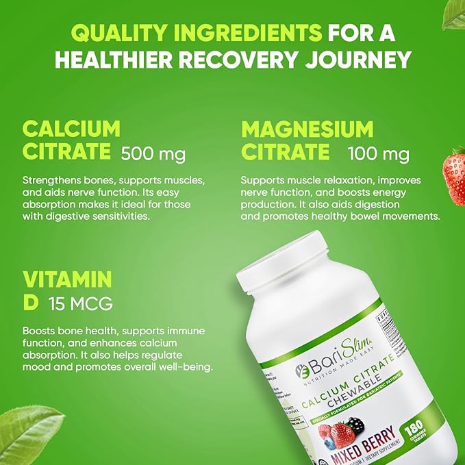 BariSlim Chewable Bariatric Multivitamin Tablets - Specially Formulated Chewable Tablets for Patients After Weight Loss Surgery - Easy to Digest &amp Great Tasting Fruit Flavors | Pack of 2