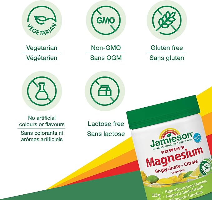 Jamieson Magnesium Drink Mix- Natural Lemon- Lime Flavour