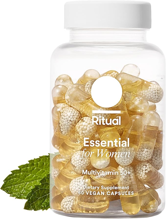 Ritual Multivitamin for Women 50+ Menopause Supplements with Vitamin D3 K2 and Magnesium for Bone Support* Omega-3 DHA Vitamin B12 Non-GMO Mint Essenced 30 Day Supply 60 Vegan Capsules