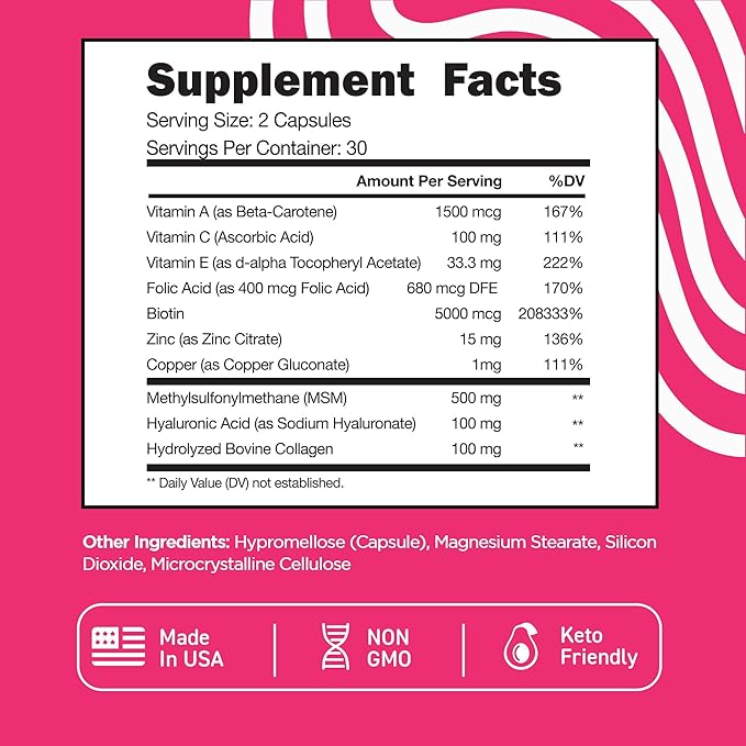 Vital Vitamins Biotin Complex 60 ct + Hyaluronic Acid Capsules 60 ct