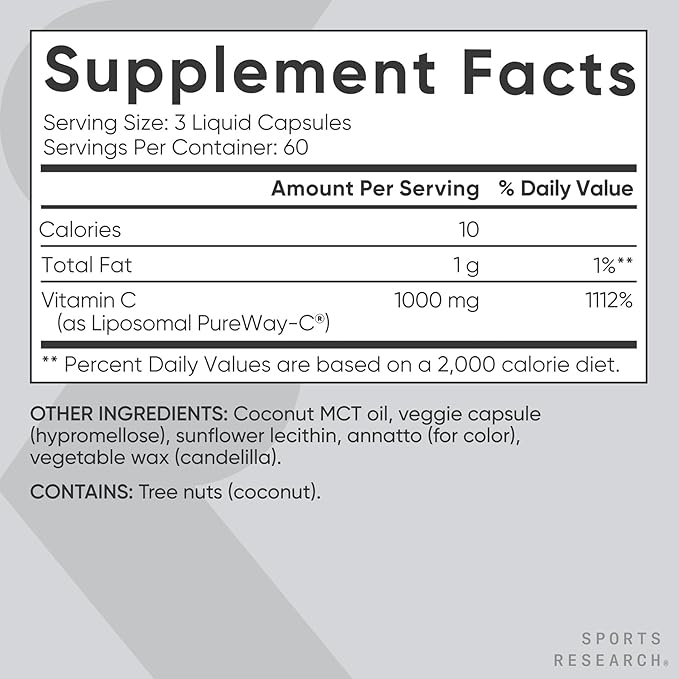 Sports Research® Antioxidant Support Pack - High Potency Liposomal Vitamin C Supplement 1000mg + Coenzyme Q10 100mg + Triple Strength Astaxanthin 12mg w/Organic Coconut Oil