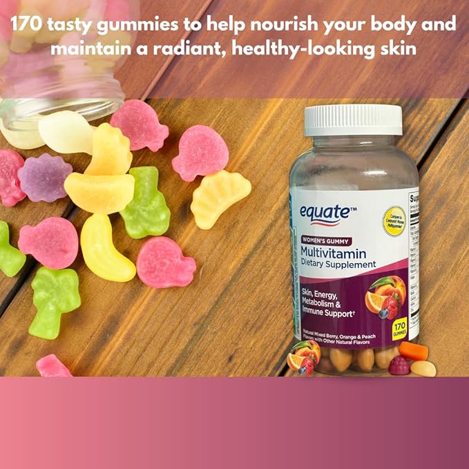 Multivitamin Gummies Mixed Berry Orange &amp Peach Flavors for Women- for Skin 170 Count (Pack of 1)