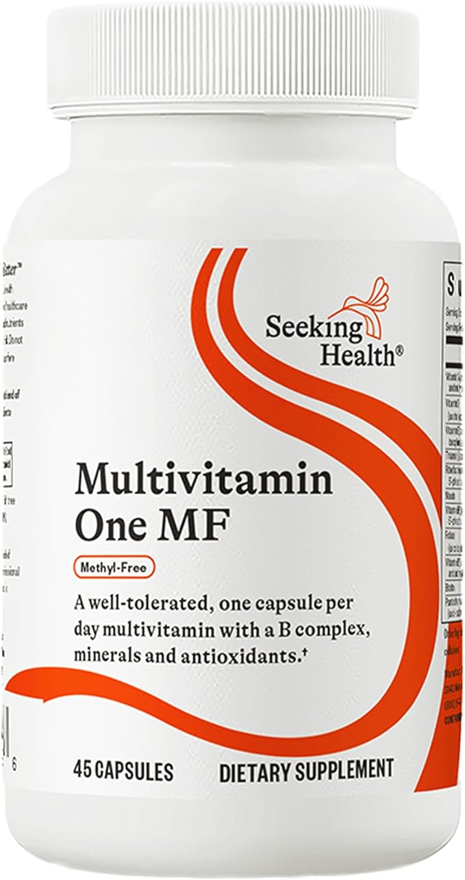 Seeking Health Multivitamin One MF - MTHFR Support Supplement with Calcium Folinate &amp Vitamin B12 - Easy-to-Digest - Methyl-Free Vegetarian Capsule - 45 Veggie Capsules