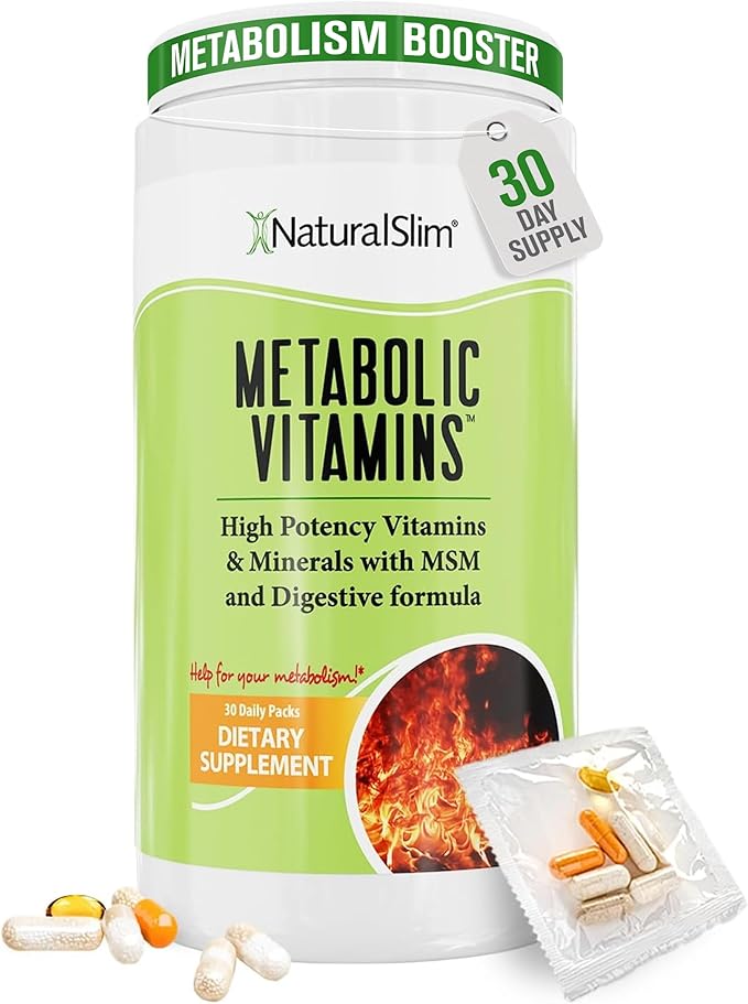 NaturalSlim Metabolic Vitamins Multivitamin for Women &amp Men Supports Energy Metabolism &amp Nutrient Absorption with Digestive Enzymes Womens Multivitamin with B-Complex &amp Niacin 1 Pack