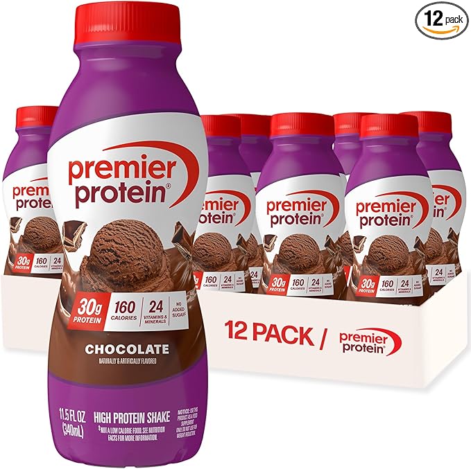 Premier Protein Shake Chocolate 30g Protein No Added Sugar 24 Vitamins &amp Minerals to Support Immune Health 11.5 fl oz 12 Pack