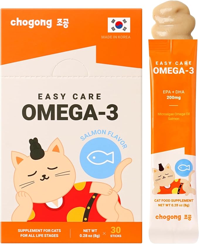 Cat Omega 3 Supplement – Lickable with EPA &amp DHA for Skin and Coat Immune &amp Joint Support – Daily for Cats Salmon Flavor 30 Tubes