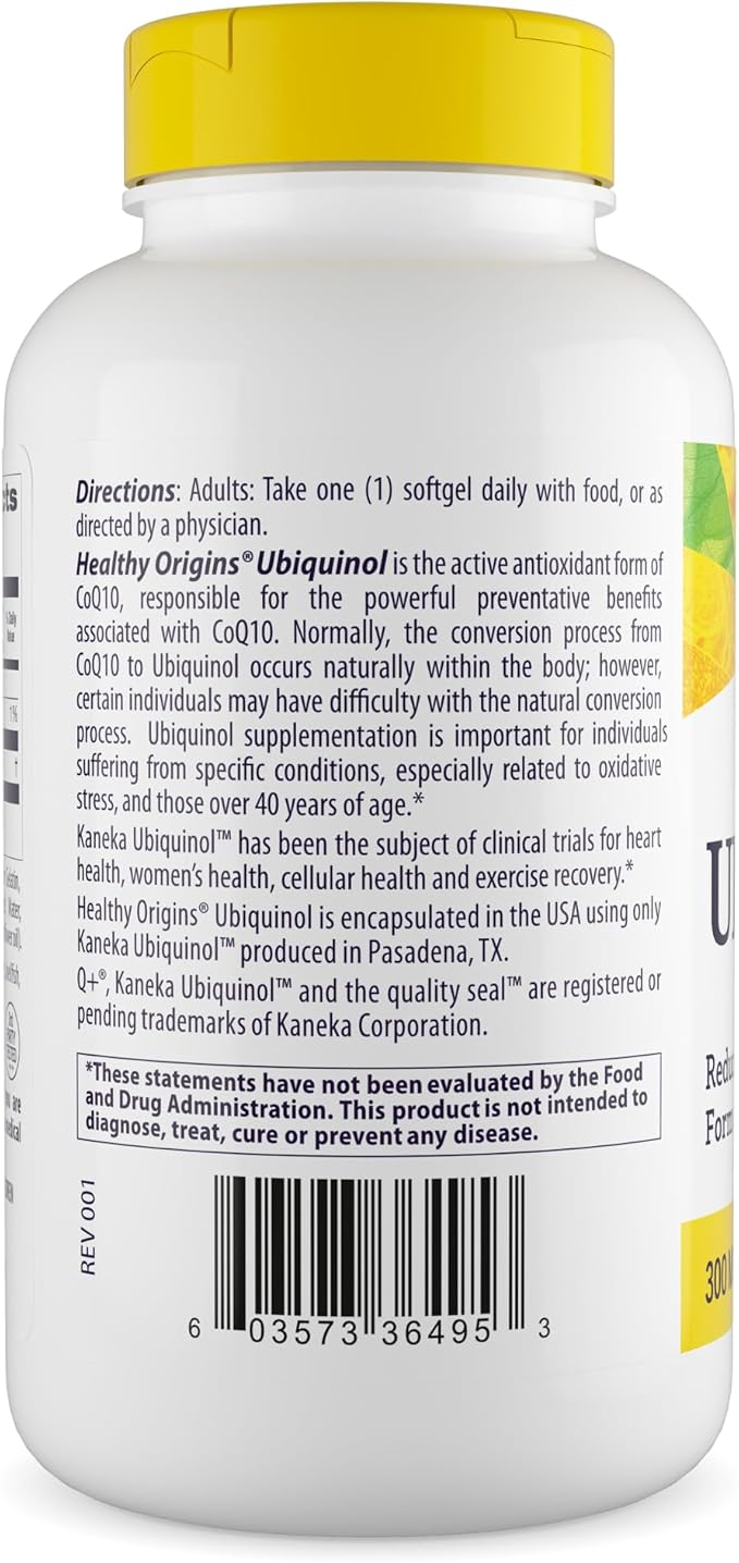 Healthy Origins Ubiquinol (Active Form of CoQ10) 300 mg - Ubiquinol Supplements for Heart Health &amp Antioxidant Support - Gluten-Free &amp Non-GMO Supplement - 150 Softgels