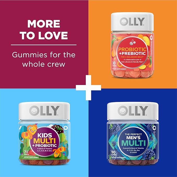 SmartyPants Teen Girl Multivitamin Gummies with Omega 3 Fish Oil Vitamins D3 C B12 B6 A K Zinc &amp OLLY Women's Multivitamin Gummy with Vitamins A D C E Biotin Folic Acid Berry Flavor