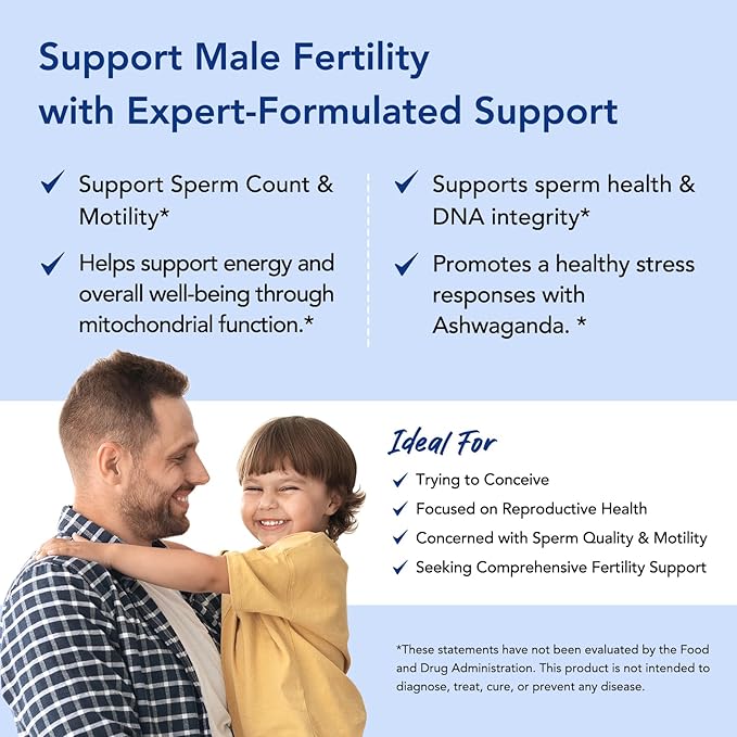 Premom Male Sperm Fortify Capsules - Male Fertility Supplements for Men Prenatal Pre &amp Probiotics for Women Bundle – Fertility Support for Women – 120 Count
