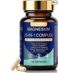 25-in-1 Magnesium Complex Supplement with Ashwagandga | High Absorption Magnesium Glycinate for Muscle Nerve &amp Sleep Support | Vegan Stress Relief &amp Energy Support Capsules for Women &amp Me