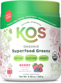 KOS Organic Superfood Greens Powder - Gut Health from Prebiotic Fiber Supergreens and Adaptogens - USDA Certified Organic Made in a GMP Certified Facility - 28 Servings Berry