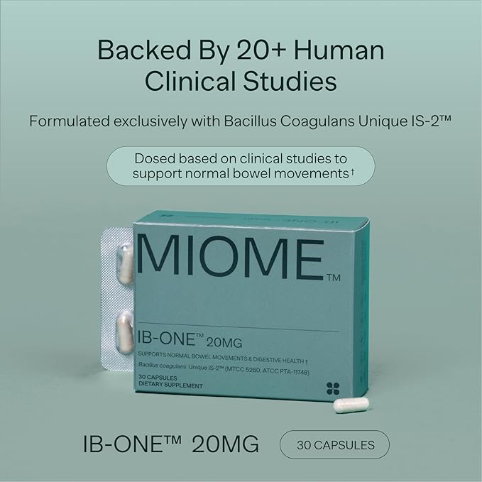 IB-ONE Probiotic - Clinically Studied Bacillus Coagulans Unique is-2 Constipation &amp Bowel Movement Supplement - Low FODMAP Gluten Free &amp 3rd Party Verified - 30 Capsules