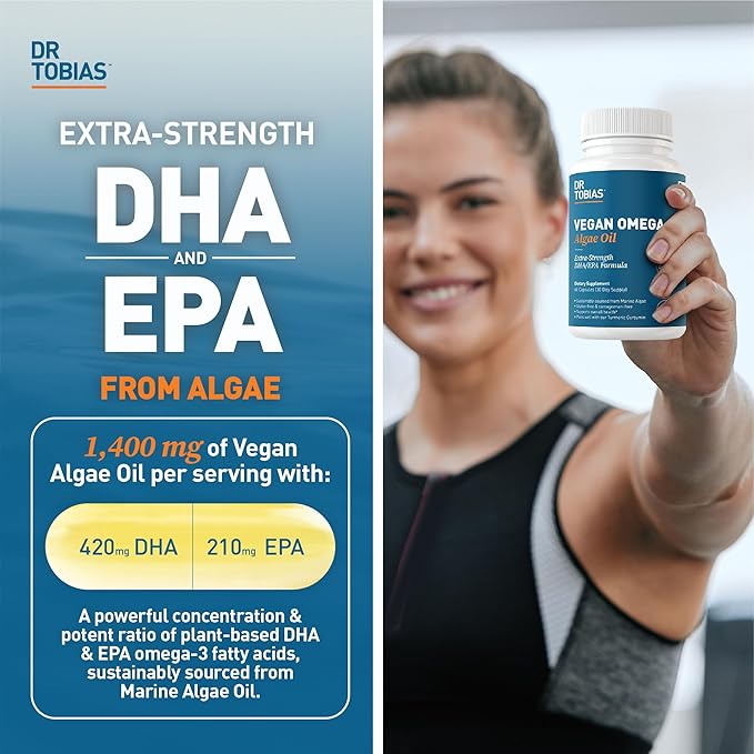 Dr. Tobias Vegan Omega 3 Algae Oil and Prebiotics for Enhanced Immune Function Vegan &amp Non-GMO Gut Health Supplements for Men and Women