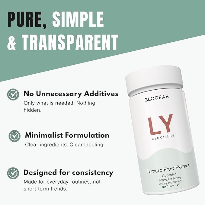 Lycopene Supplements for Men 500mg - Natural Tomato Fruit 10:1 Extract - Non-GMO Lycopene Supplement for Prostate Skin &amp Antioxidant Support - (60 Count (Pack of 1))