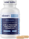 4 in 1 Magnesium for Sleep Support L-Threonate Glycinate Malate &amp Citrate 240mg Chelated Magnesium Complex Supplement (60 Capsules) (1 Month Supply)