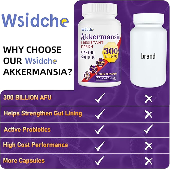 300 Billion AFU Akkermansia Probiotic | supplement for Women &amp Men Akkermansia Muciniphila for Akkermansia Digestive Gut Immune Enhances Gut Digestive Lining function Akka Superbiotics - 60