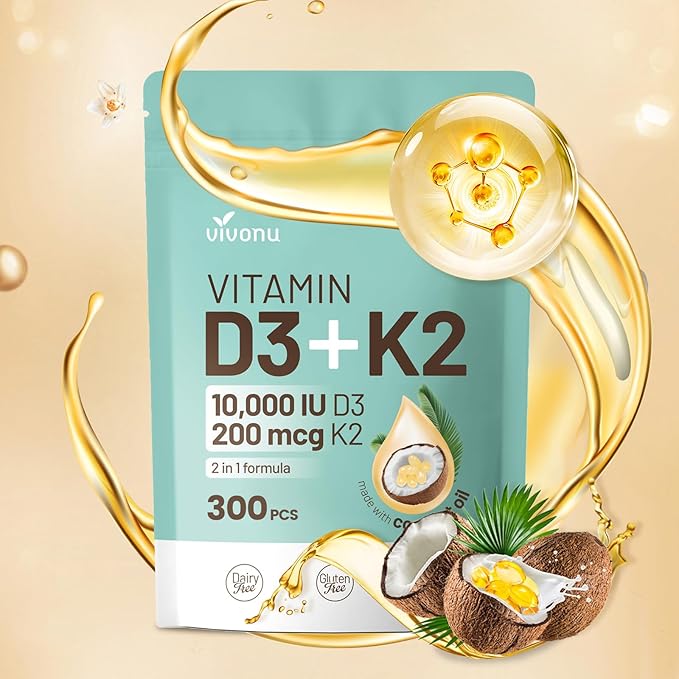 VivoNu Beef Organ Supplement 11000mg per Serving 100 Day Supply + D3 K2 10000 IU with MK7-300 Virgin Coconut Oil Softgels