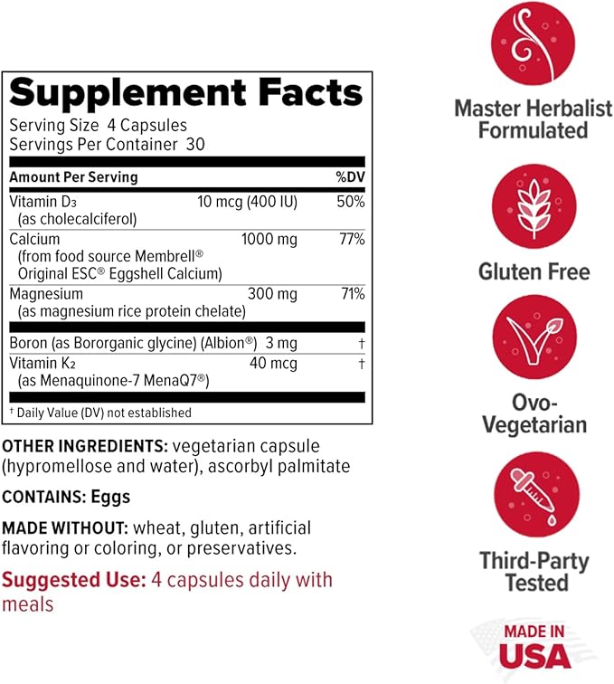 Redd Remedies Bone Health Advanced Vitamin D3 and Calcium for Strong Bone Support 120 Vegetarian Capsules