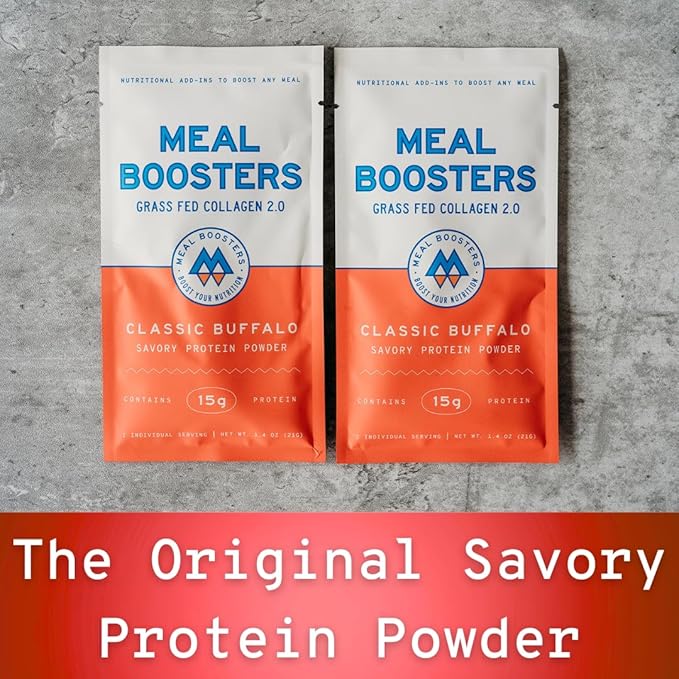 Meal Boosters Savory Buffalo Protein Powder | 15g Spicy Protein Keto Friendly Cooking Supplement for Gut Health &amp Recovery Collagen Peptides | 6 Individual Servings