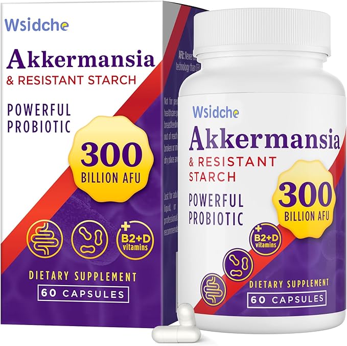 300 Billion AFU Akkermansia Probiotic | supplement for Women &amp Men Akkermansia Muciniphila for Akkermansia Digestive Gut Immune Enhances Gut Digestive Lining function Akka Superbiotics - 60