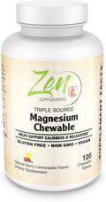 Zen Supplements Triple Source Magnesium Chewable Supplement Berry &amp Lemonade Flavors 120 Tablets