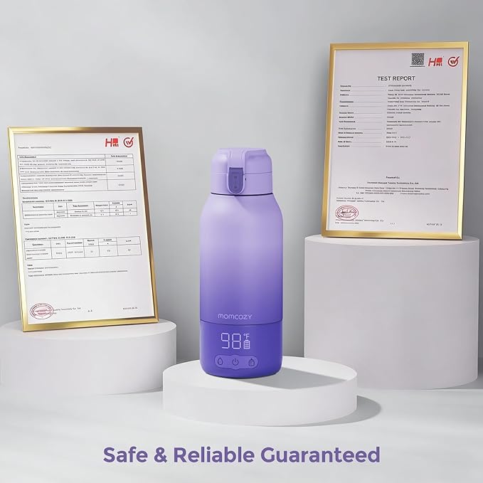 Momcozy Portable Bottle Warmer for Travel – Dual Heating Modes for Breast Milk &amp Water Portable Milk Warmer with Fast Heating &amp Long Battery Life 17 Ounces Large Capacity Purple