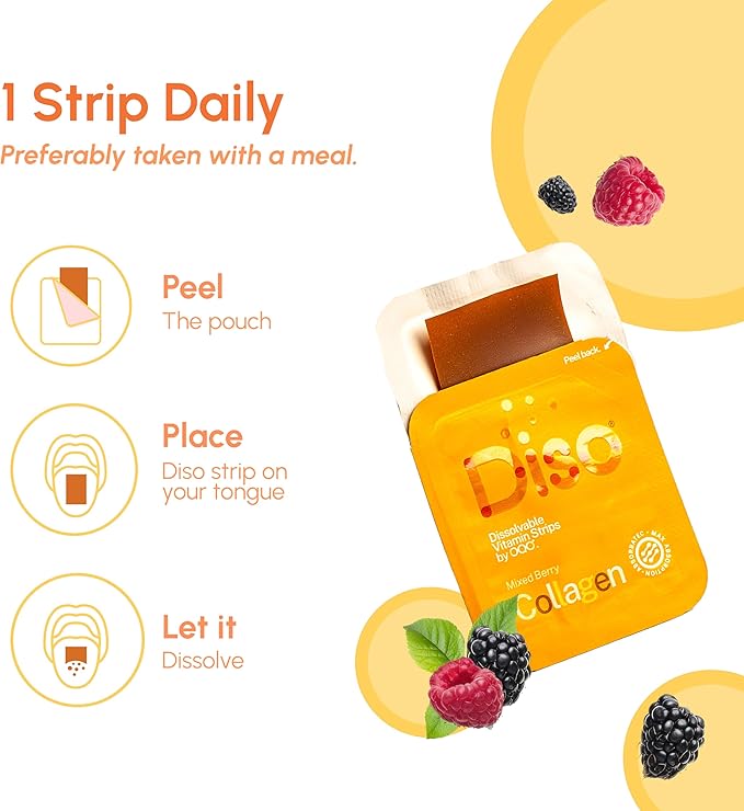 DISO Beauty Vitamins Bundle with Derma for Hair and Skin + Collagen Boost 30 Oral Dissolvable Strips Each