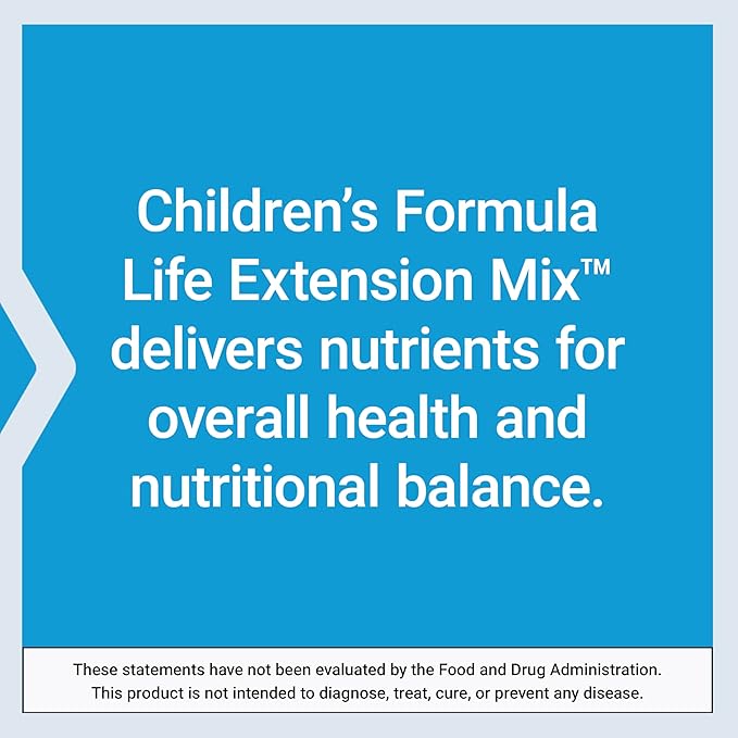 Life Extension Children's Formula Mix™ multivitamin for Kids 18 Essential Vitamins and Minerals Berry Flavored with no Added Sucrose Gluten-Free Non-GMO 120 chewable Tablets
