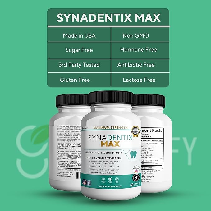 SynaDentix Max Probiotic Supplement 40 Billion CFU MAKTREK Bi-Pass Technology 60 Capsules 30-Day Supply (2)