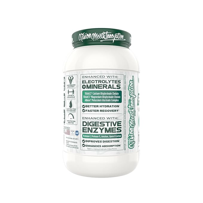 Protolyte Natural Plant Protein by VMI Sports with Electrolytes and Enzymes | Zero Sugar – Zero Dairy – Gluten Free | 20 G Protein + 10.5 G of EAAs (25 serving Vanilla Cake Batter)
