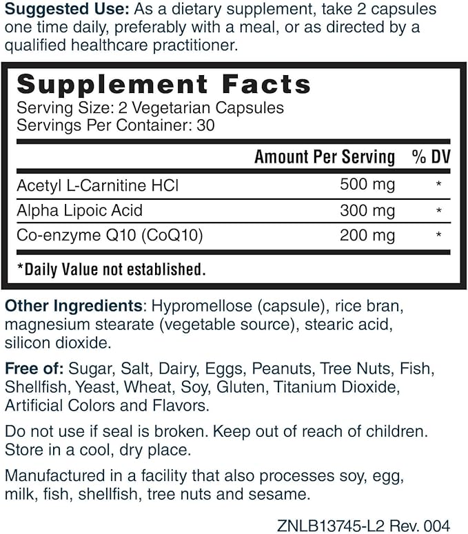 Nature's Lab CoQ10 + Alpha Lipoic Acid + Acetly L Carnitine &amp One Daily Multivitamin