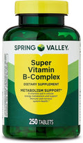 Spring Valley Super B-Complex 250 Tablets Energy &amp Metabolism Support Dietary Supplement 250 Count