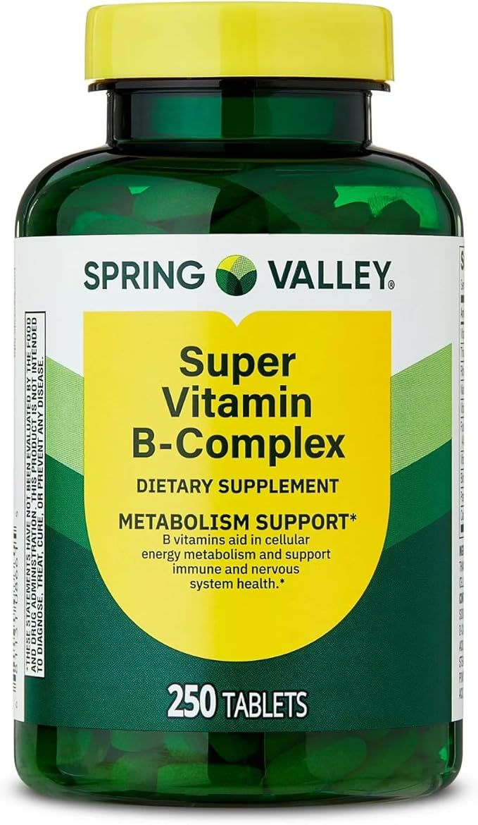 Spring Valley Super B-Complex 250 Tablets Energy &amp Metabolism Support Dietary Supplement 250 Count
