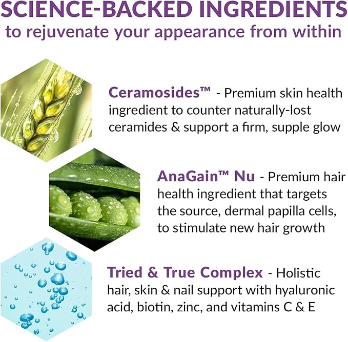 BioTrust Timeless Beauty Ceramide Booster – Hair &amp Skin Restoring Phytoceramides Supplement + Vitamin C Vitamin E Biotin Zinc Hyaluronic Acid – Potent Blend for Hair Skin &amp Nails - 30 Cap