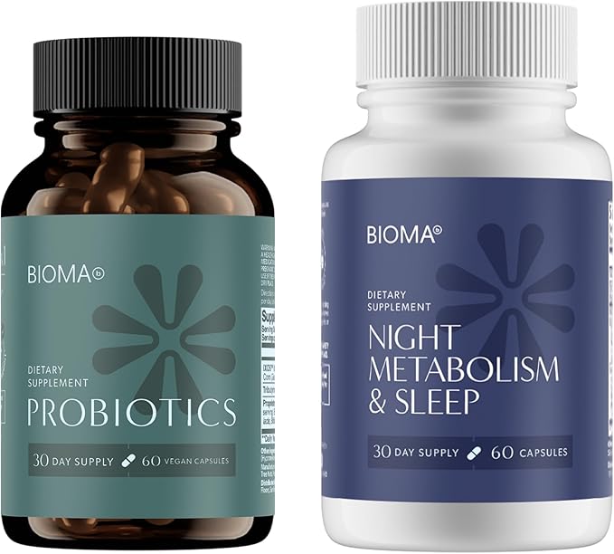 BIOMA Digestive Health &amp Night Metabolism Bundle – Probiotic Gut Support + Sleep &amp Metabolism Formula – Promotes Healthy Digestion Energy Balance &amp Restful Sleep – 2-Pack (30-Day Supply E