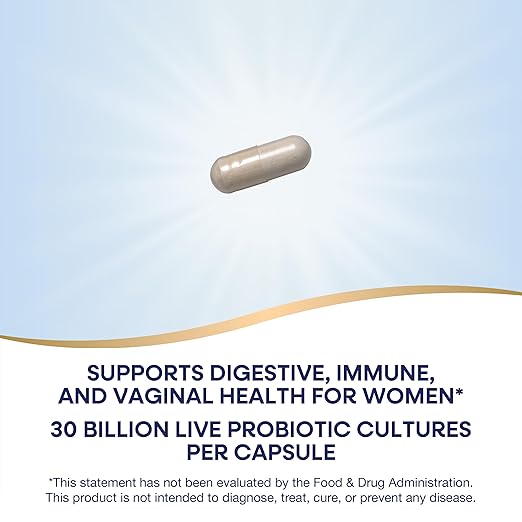 Nature's Way Fortify Daily Probiotic for Women 30 Billion Live Cultures 10 Strains Prebiotics Supports Digestive &amp Immune Health* No Refrigeration Required 30 Capsules (Packaging May Vary)