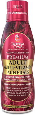Tropical Oasis Adult Liquid Multivitamin -Liquid Multi-Vitamin and Mineral Supplement with 125 Total Nutrients Including 85 Vitamins &amp Minerals 23 Amino Acids and 18 Herbs - 16 fl oz 32 serv