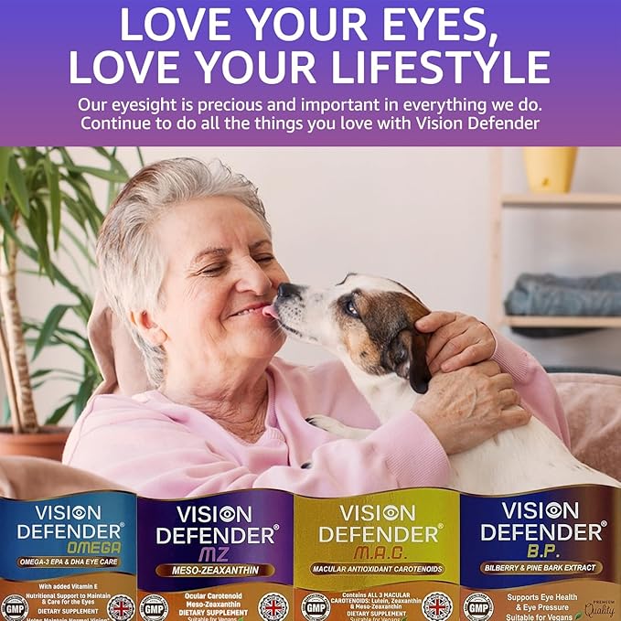 Vision Defender Meso Zeaxanthin Vegan Eye Supplement MZ- Protect and Improve Ocular Health &amp Eye Care High Strength Antioxidant Carotenoid Meso-Zeaxanthin for Eyes (90 Capsules/One Daily) Made in