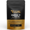 LUAL Omega-3 Fish Oil Softgels – 1000mg with EPA and DHA Lemon Flavor Burpless Non-GMO Formula for Heart Brain and Overall Wellness – 120 Count